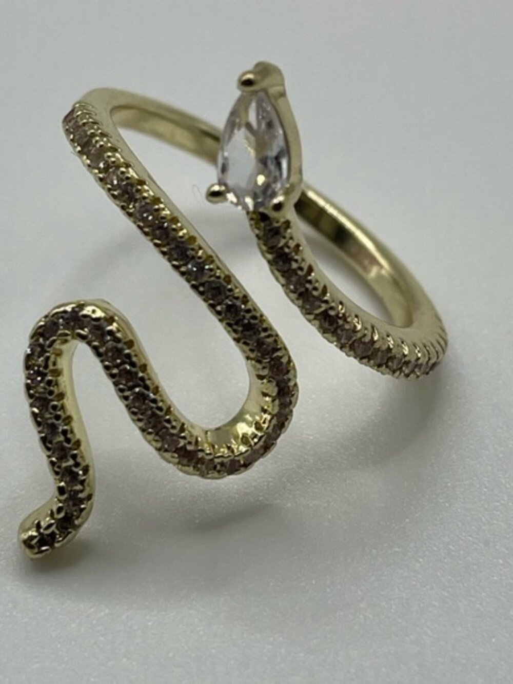 14K Gold Plated Swarovski Crystal Accented‎ Winding Snake Ring Size 6 - Picture 6 of 8